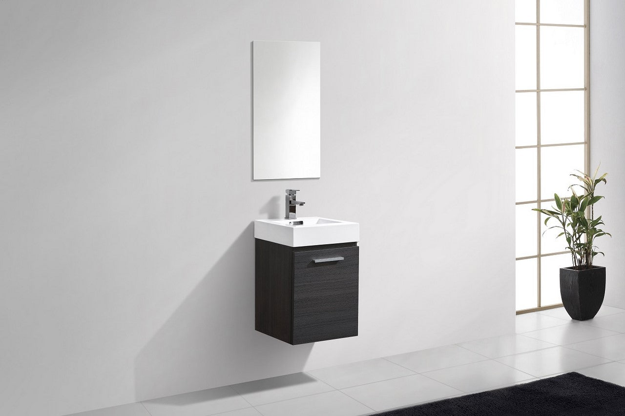 Bliss 16″ Inch Gray Oak Wall Mount Modern Bathroom Vanity
