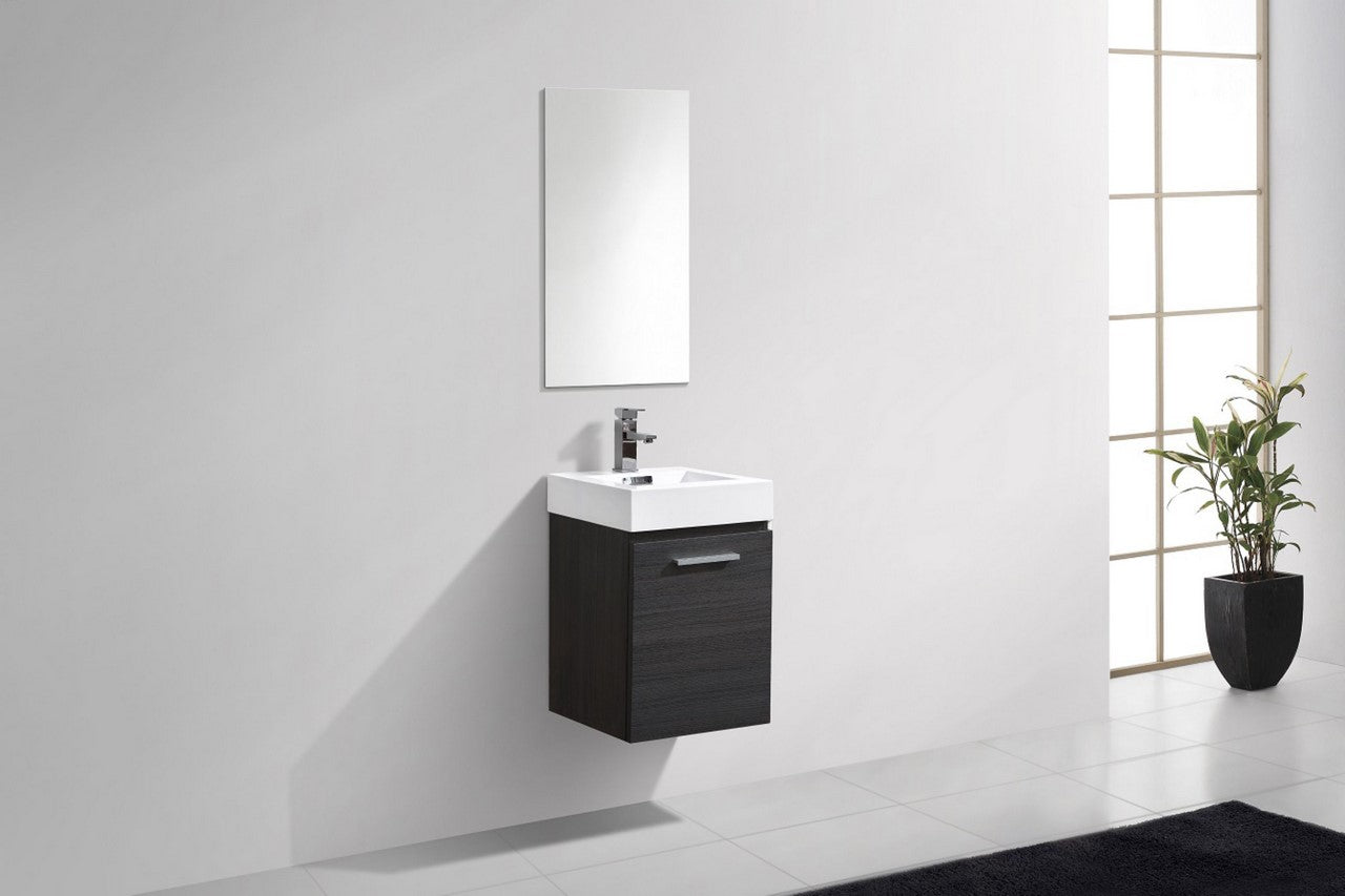 Bliss 16″ Inch High Gloss Gray Oak Wall Mount Modern Bathroom Vanity