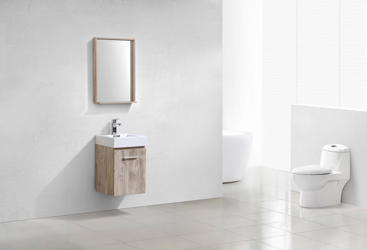 Bliss 16″ Inch Nature Wood Wall Mount Modern Bathroom Vanity