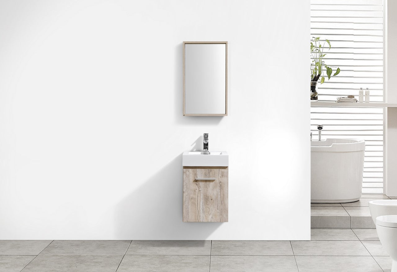 Bliss 16″ Inch Nature Wood Wall Mount Modern Bathroom Vanity