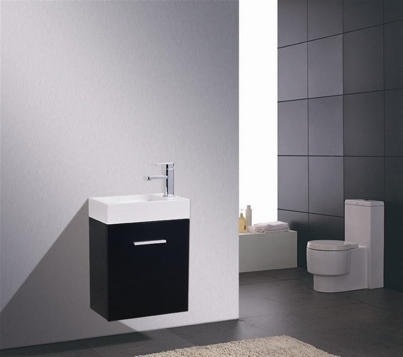Bliss 18″ Inch Black Wall Mount Modern Bathroom Vanity