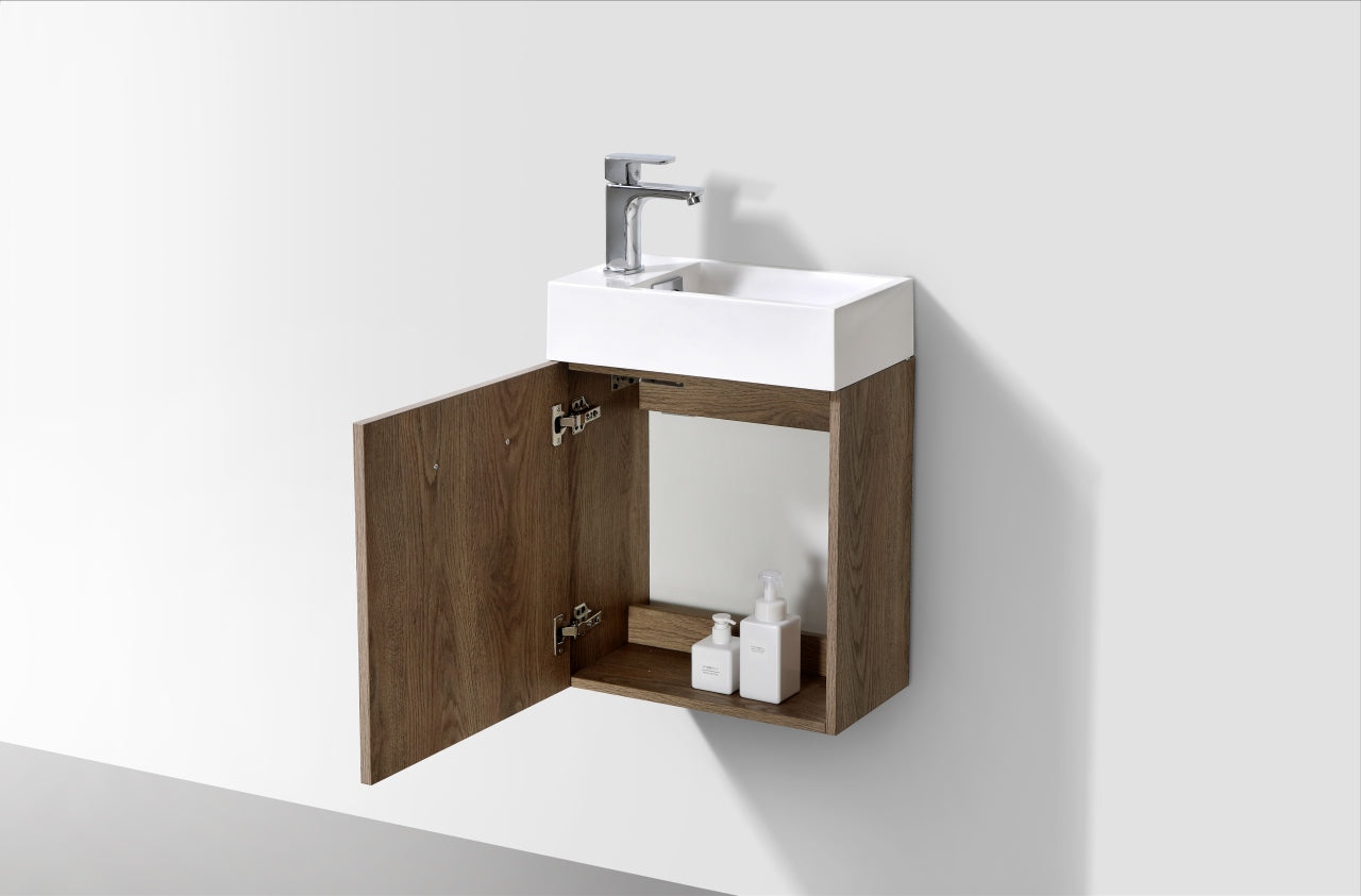 Bliss 18″ Inch Butternut Wall Mount Modern Bathroom Vanity