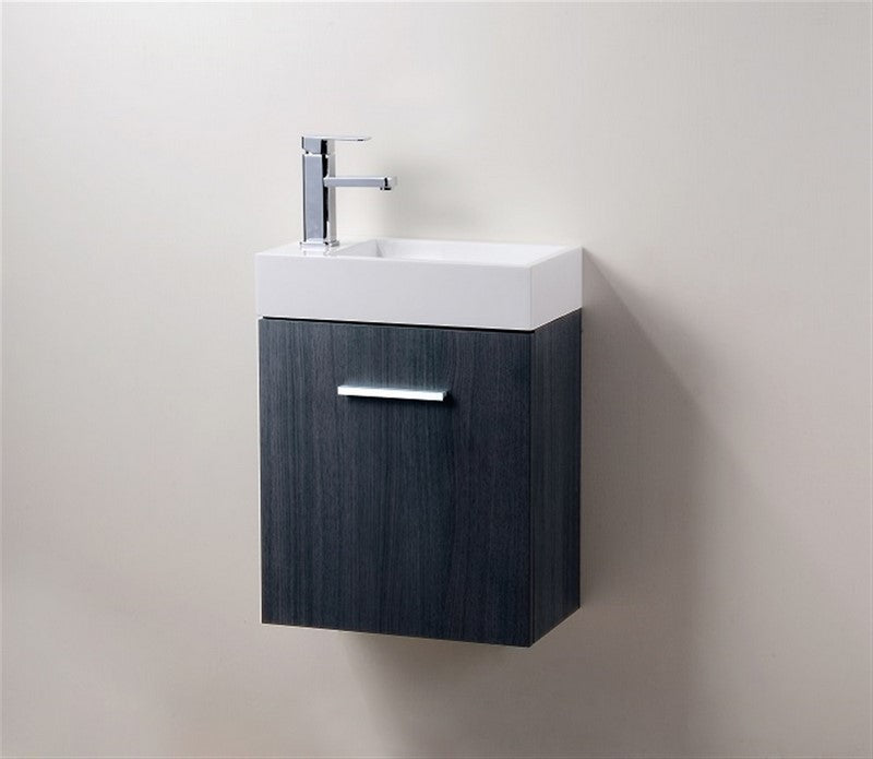 Bliss 18″ Inch Gray Oak Wall Mount Modern Bathroom Vanity