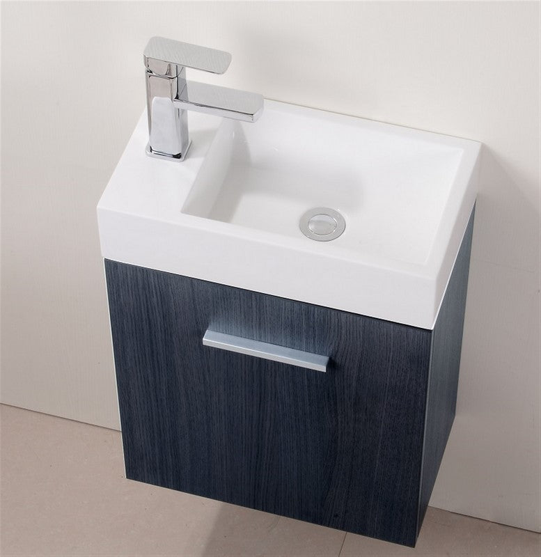 Bliss 18″ Inch Gray Oak Wall Mount Modern Bathroom Vanity