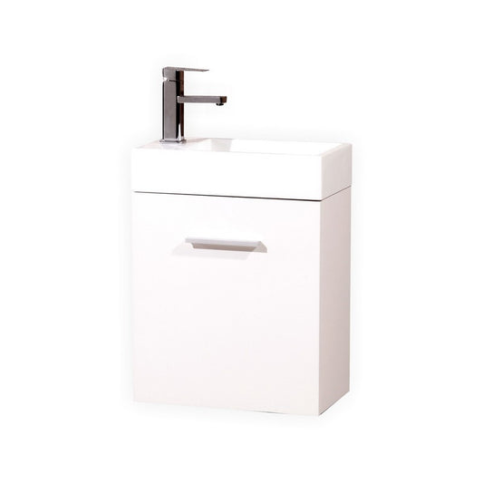Bliss 18″ Inch High Gloss White Wall Mount Modern Bathroom Vanity
