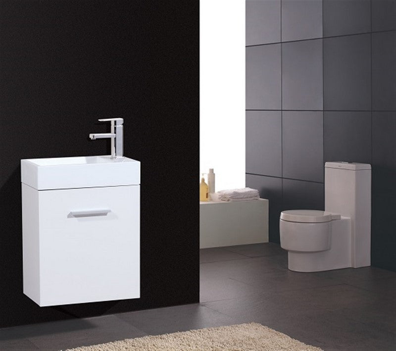 Bliss 18″ Inch High Gloss White Wall Mount Modern Bathroom Vanity