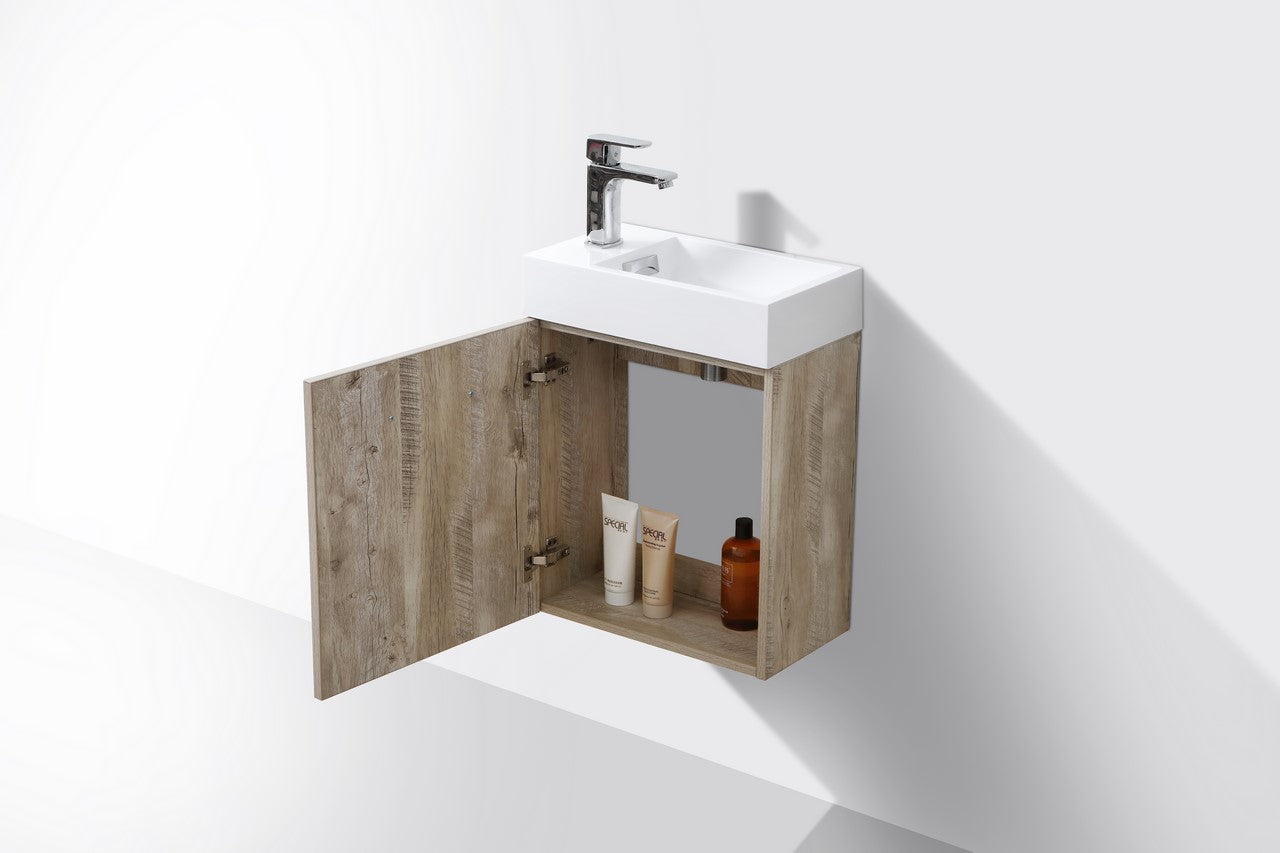 Bliss 18″ Inch Nature Wood Wall Mount Modern Bathroom Vanity