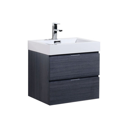 Bliss 24″ Inch Gray Oak Wall Mount Modern Bathroom Vanity