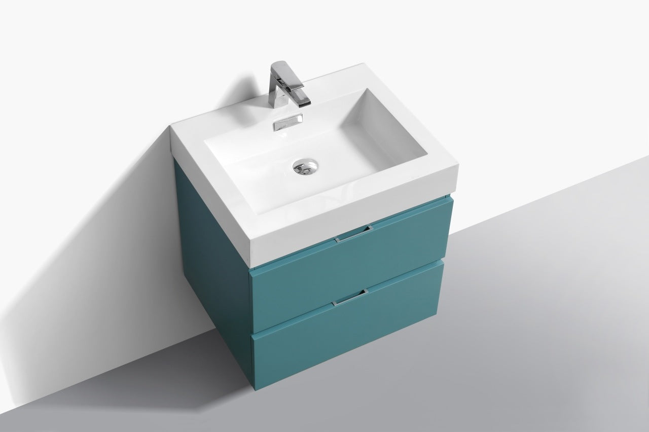 Bliss 24″ Inch Teal Green Wall Mount Modern Bathroom Vanity