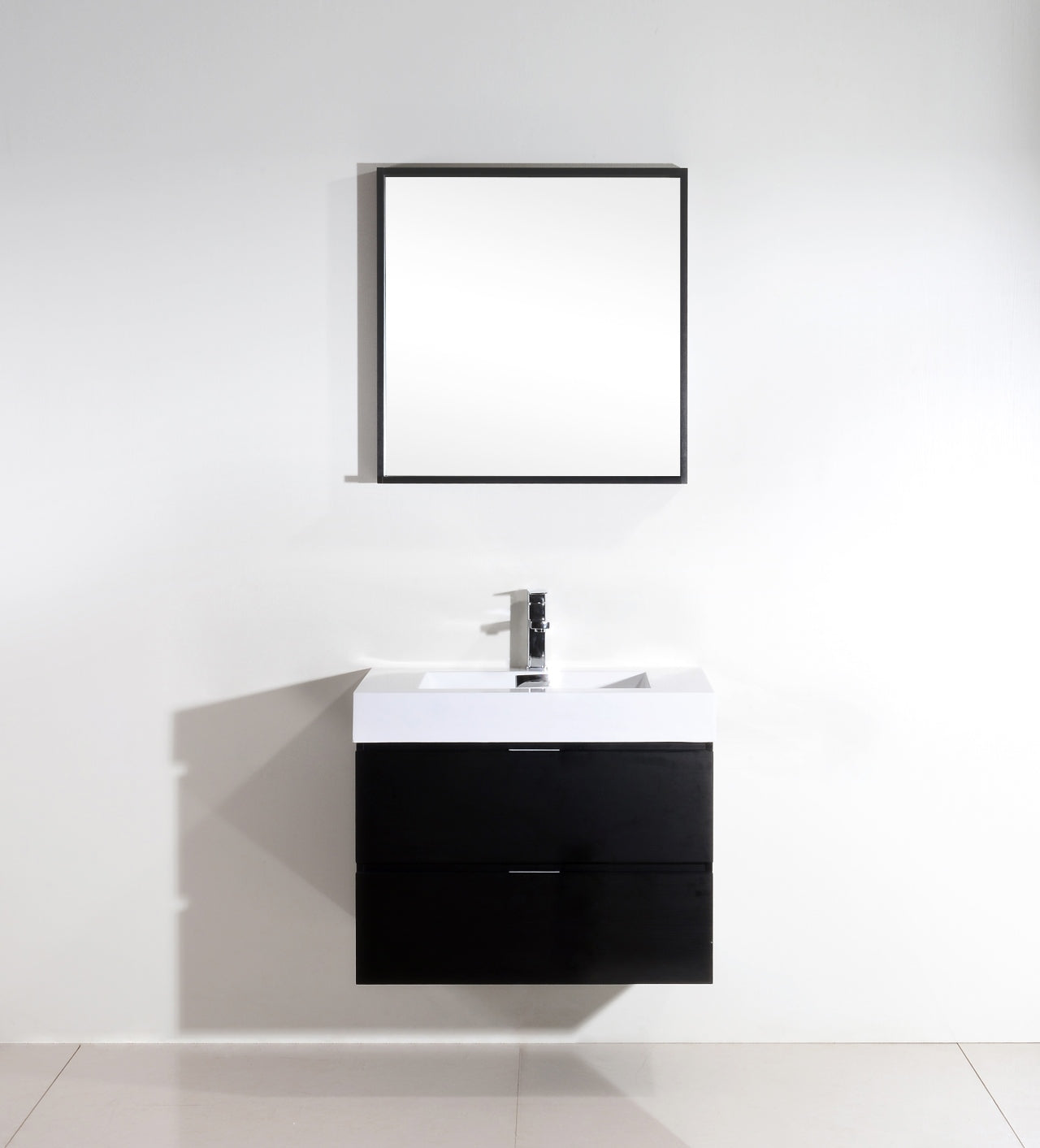 Bliss 30″ Inch Black Wall Mount Modern Bathroom Vanity