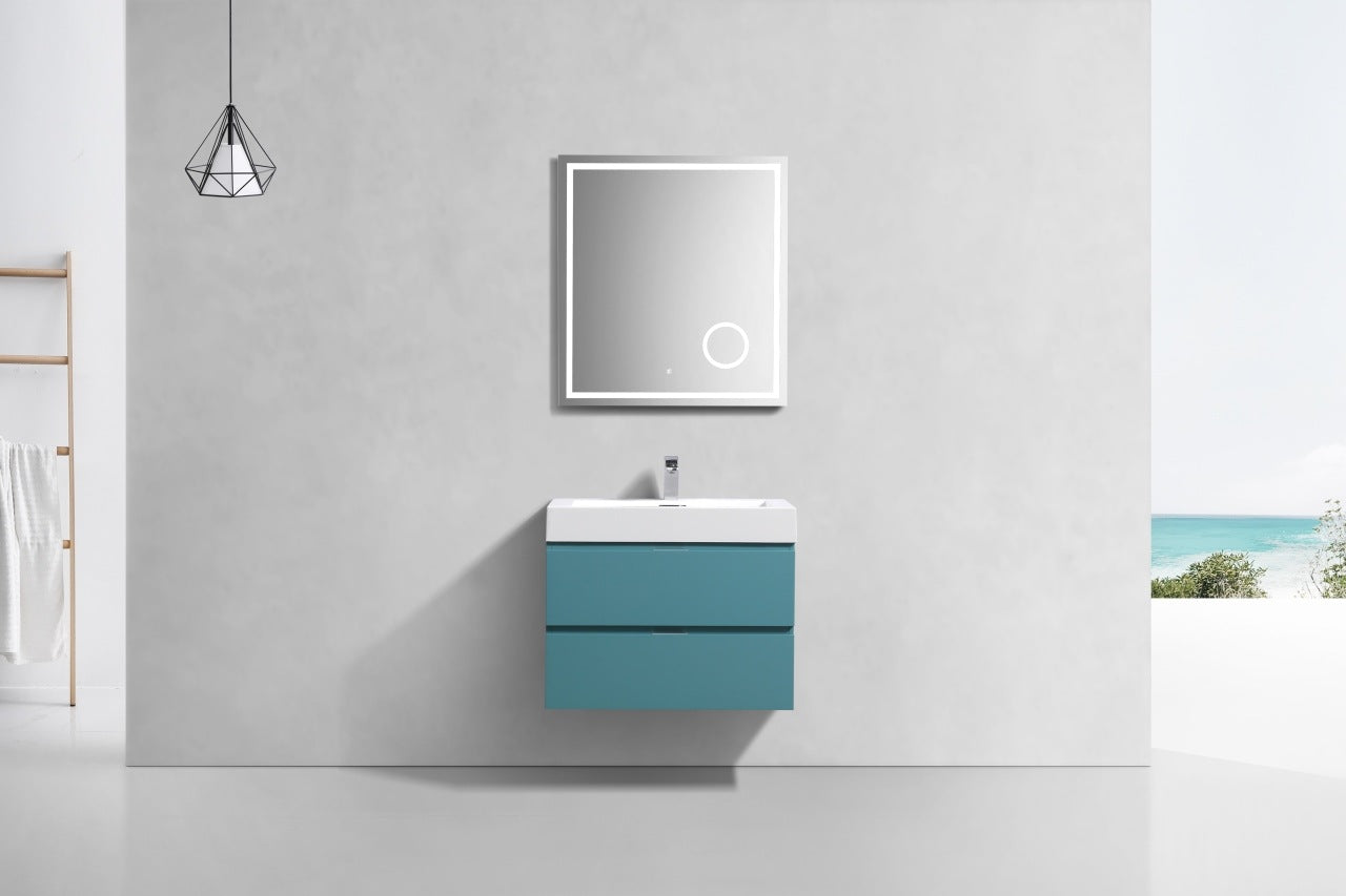 Bliss 30″ Inch Teal Green Wall Mount Modern Bathroom Vanity
