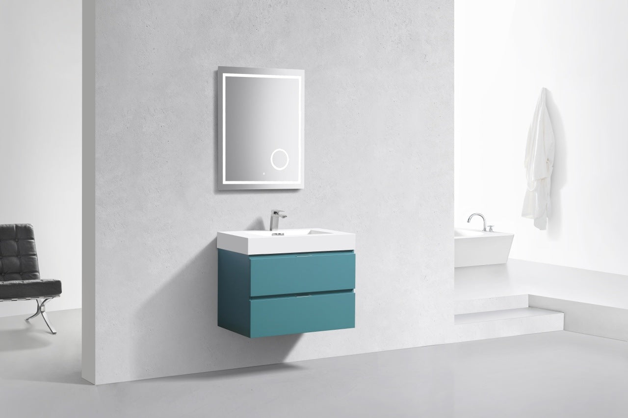 Bliss 30″ Inch Teal Green Wall Mount Modern Bathroom Vanity