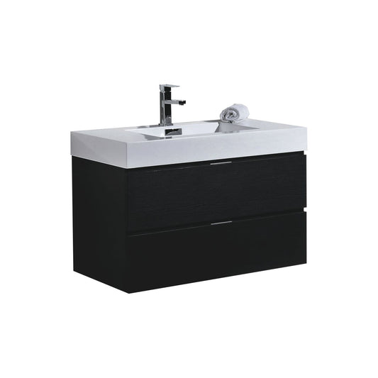 Bliss 36″ Inch Black Wall Mount Modern Bathroom Vanity