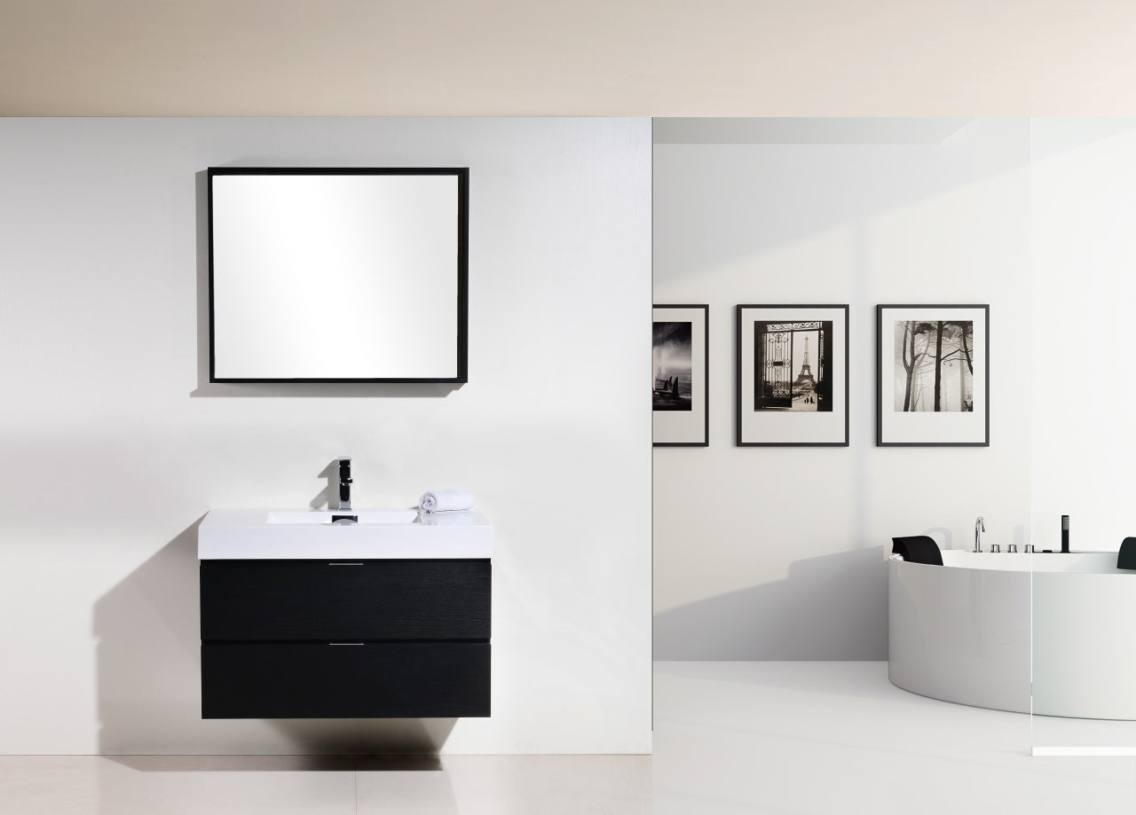 Bliss 36″ Inch Black Wall Mount Modern Bathroom Vanity