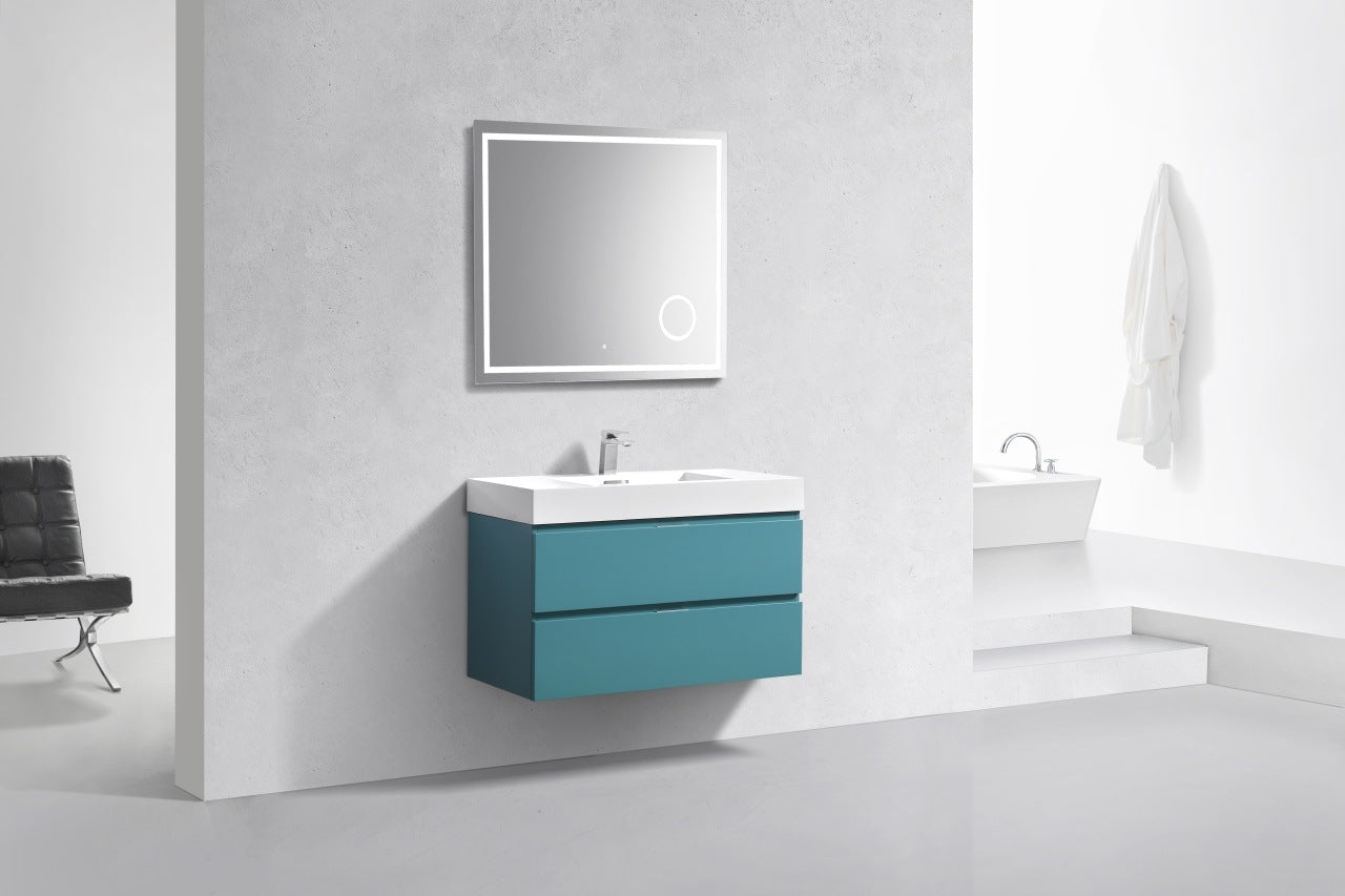 Bliss 36″ Inch Teal Green Wall Mount Modern Bathroom Vanity