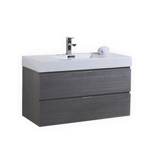 Bliss 40″ Inch Gray Oak Wall Mount Modern Bathroom Vanity