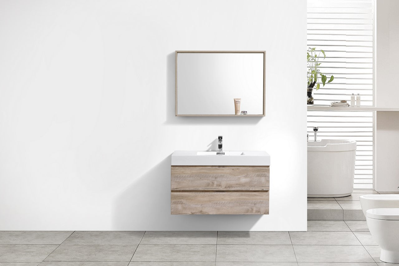 Bliss 40″ Inch Nature Wood Wall Mount Modern Bathroom Vanity