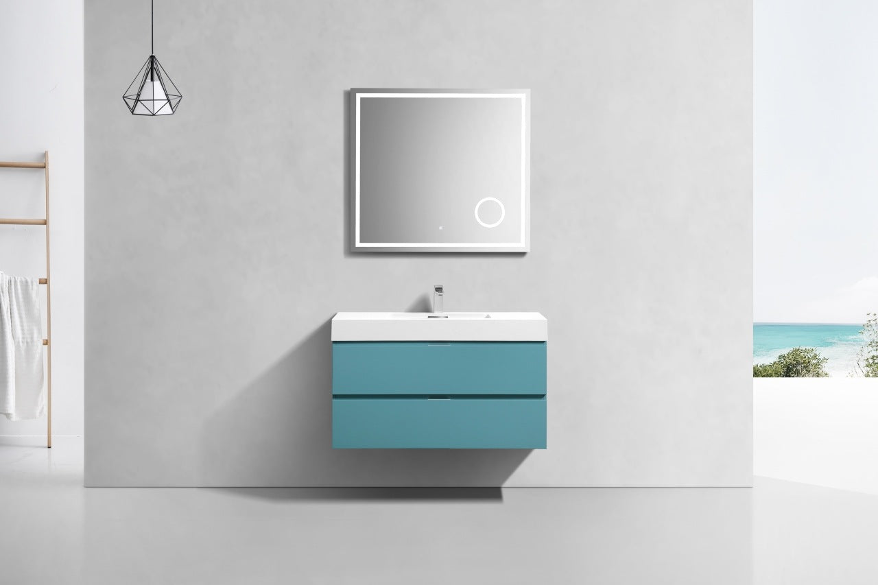 Bliss 40″ Inch Teal Green Wall Mount Modern Bathroom Vanity