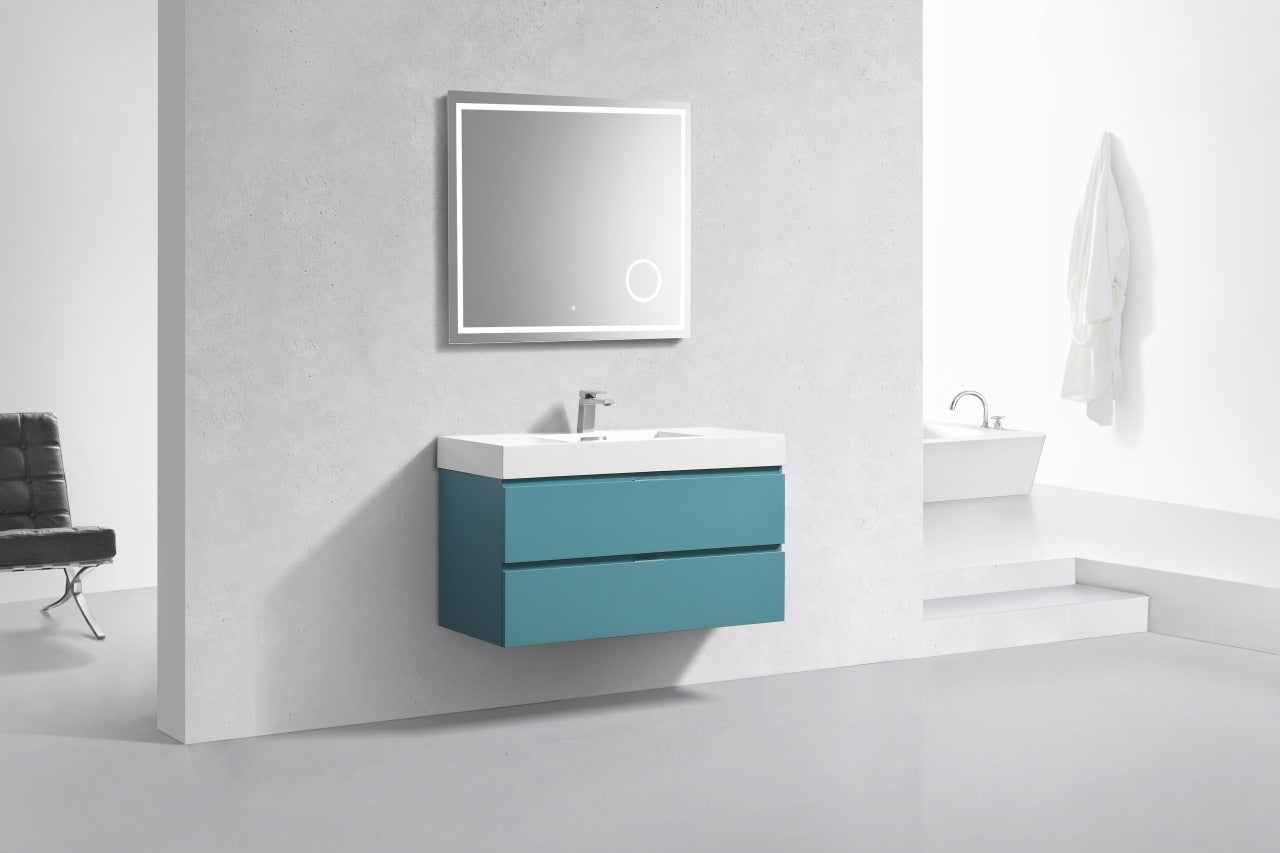 Bliss 40″ Inch Teal Green Wall Mount Modern Bathroom Vanity