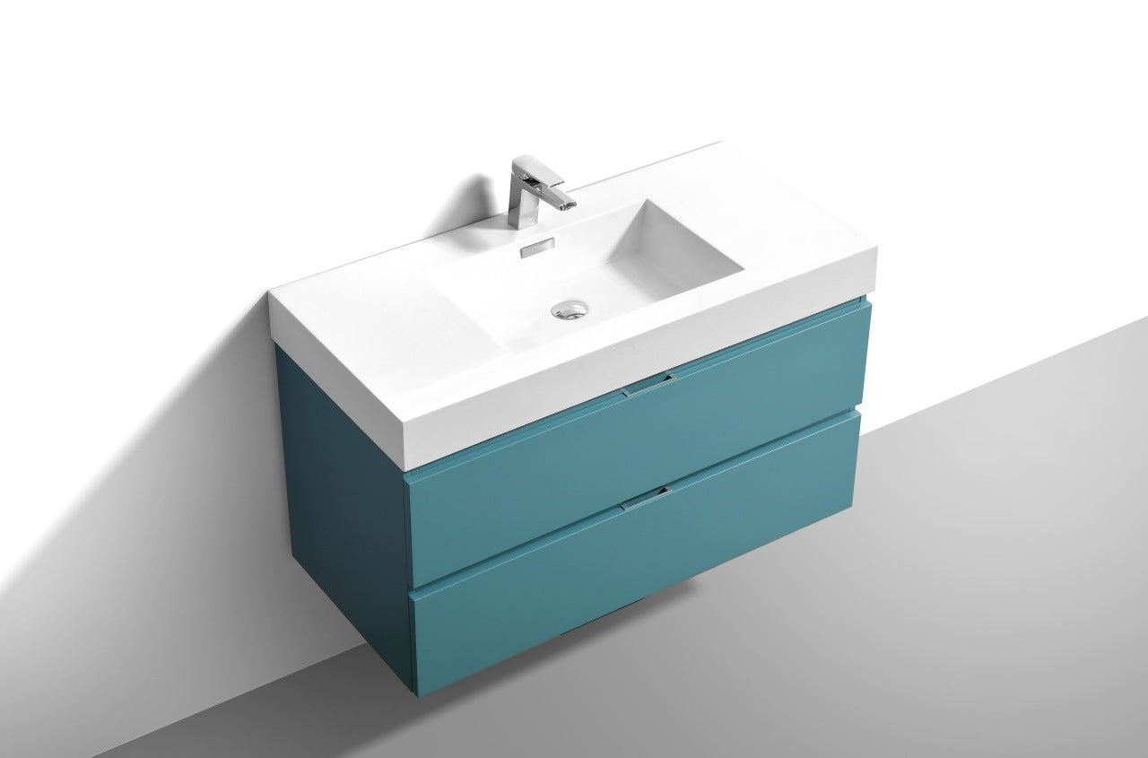 Bliss 40″ Inch Teal Green Wall Mount Modern Bathroom Vanity