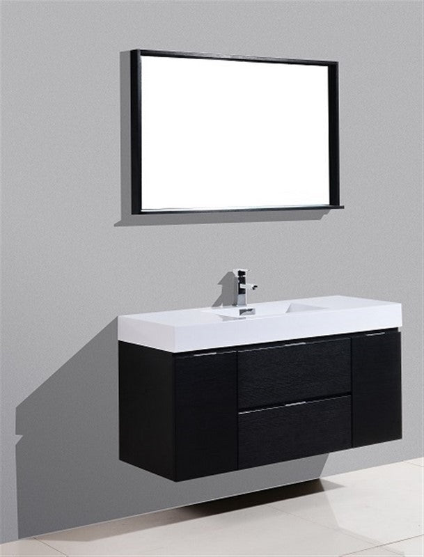 Bliss 48″ Inch Black Wall Mount Single Sink Modern Bathroom Vanity