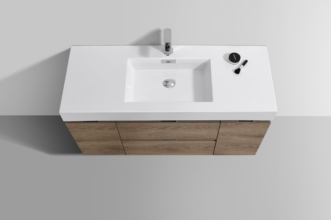 Bliss 48″ Inch Butternut Wall Mount Single Sink Modern Bathroom Vanity