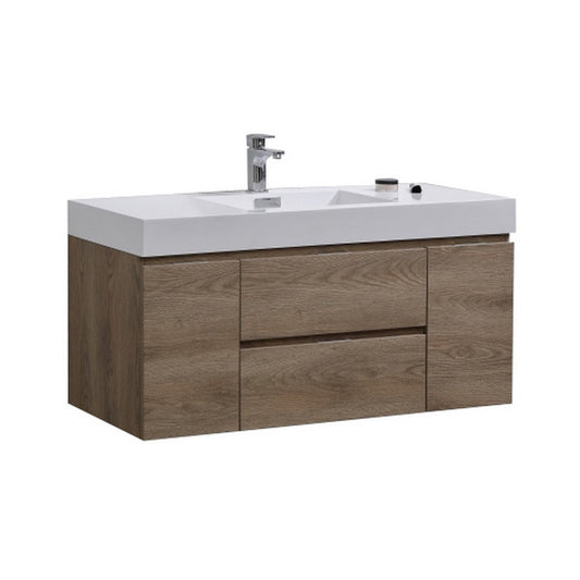 Bliss 48″ Inch Butternut Wall Mount Single Sink Modern Bathroom Vanity