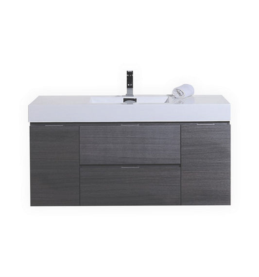 Bliss 48″ Inch Gray Oak Wall Mount Single Sink Modern Bathroom Vanity
