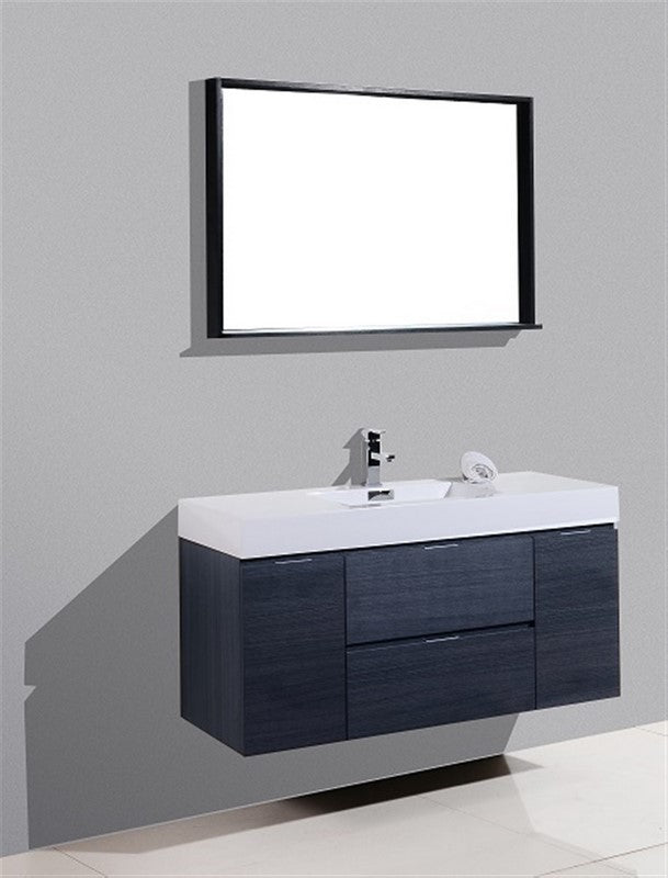 Bliss 48″ Inch Gray Oak Wall Mount Single Sink Modern Bathroom Vanity