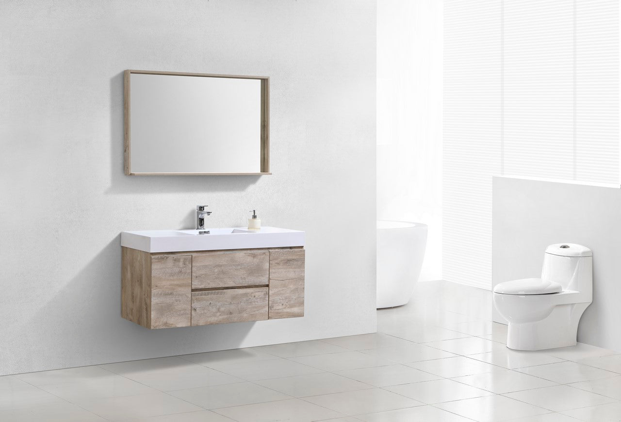 Bliss 48″ Inch Nature Wood Wall Mount Single Sink Modern Bathroom Vanity