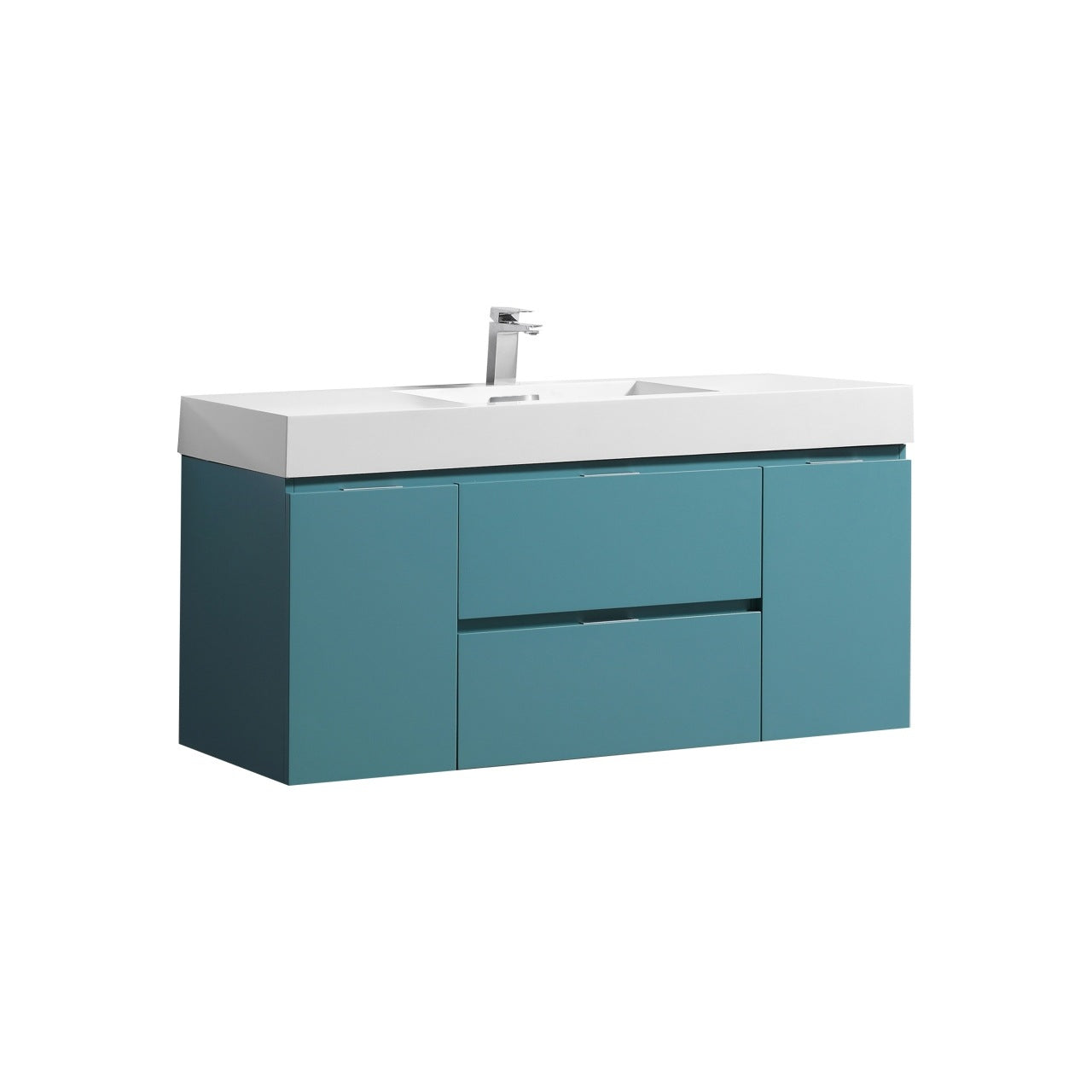 Bliss 48″ Inch Teal Green Wall Mount Single Sink Modern Bathroom Vanity