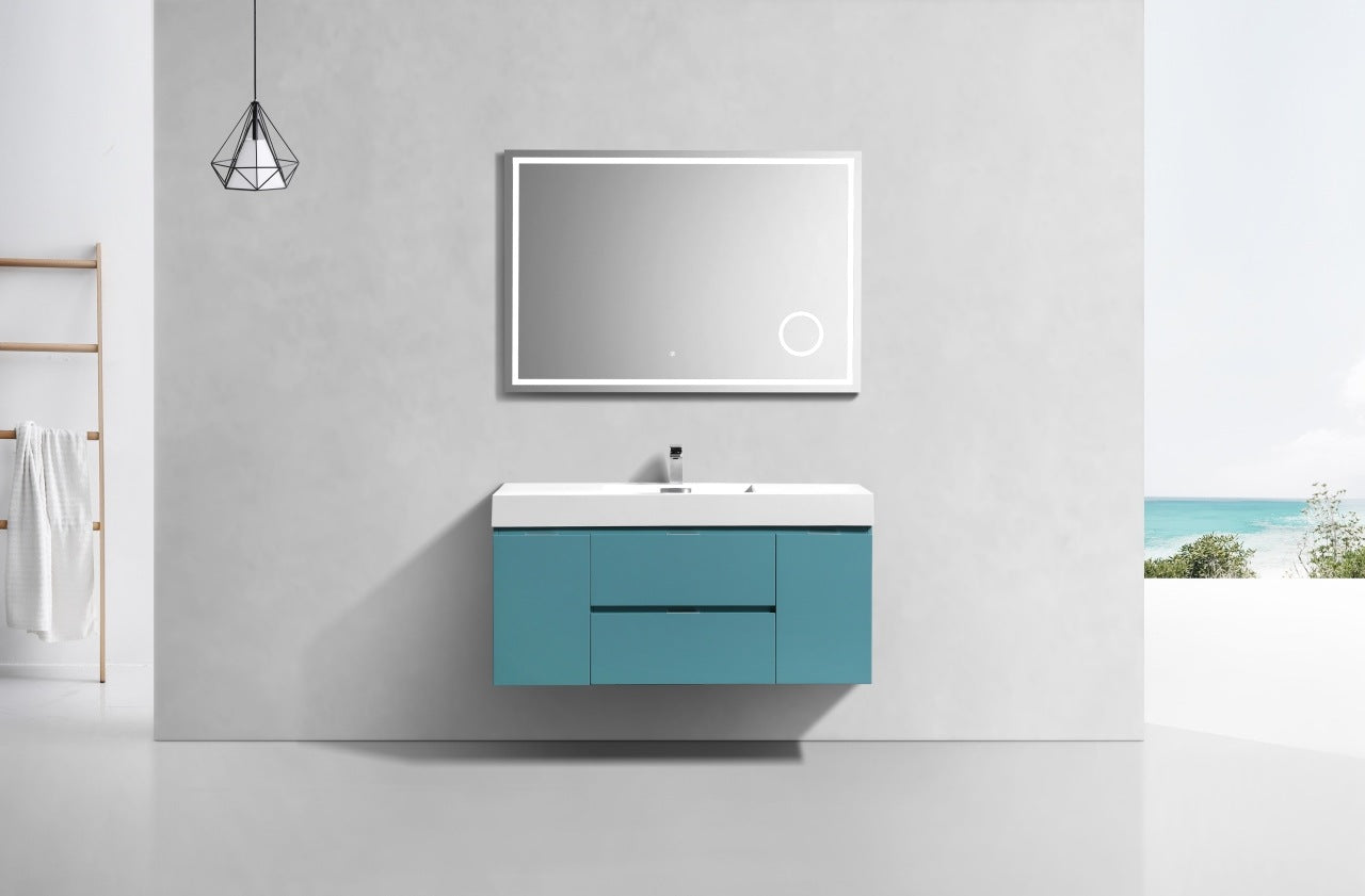 Bliss 48″ Inch Teal Green Wall Mount Single Sink Modern Bathroom Vanity
