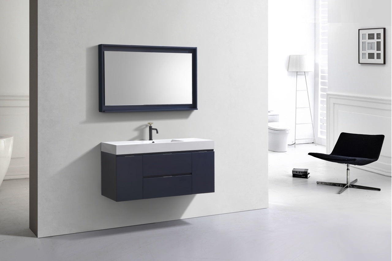 Bliss 48″ Inch Navy Blue Wall Mount Single Sink Modern Bathroom Vanity