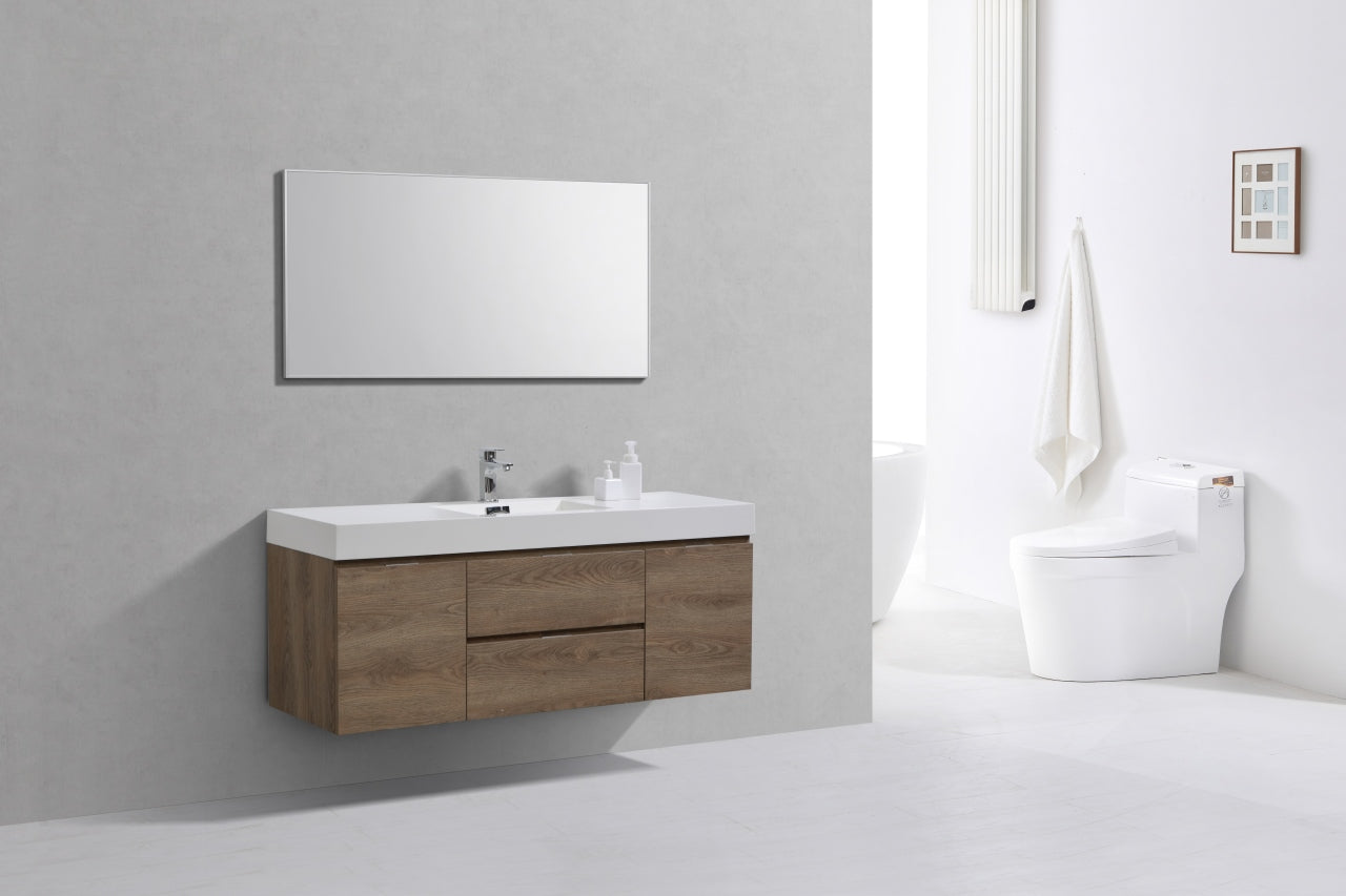 Bliss 60″ Inch Butternut Wall Mount Single Sink Modern Bathroom Vanity