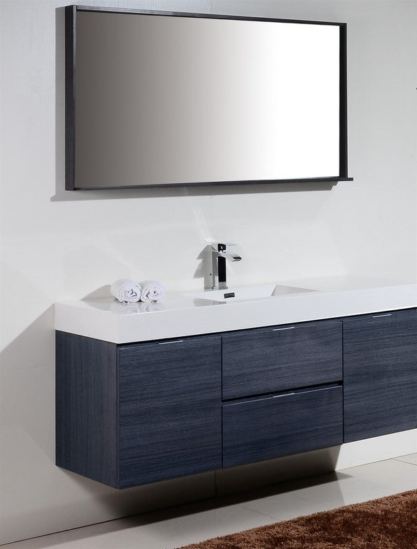Bliss 60″ Inch Gray Oak Wall Mount Single Sink Modern Bathroom Vanity