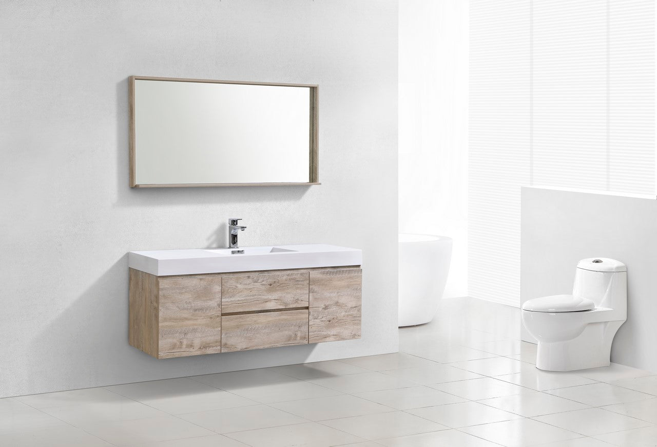 Bliss 60″ Inch Nature Wood Wall Mount Single Sink Modern Bathroom Vanity
