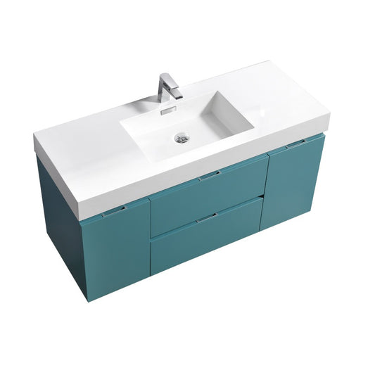 Bliss 60″ Inch Teal Green Wall Mount Single Sink Modern Bathroom Vanity