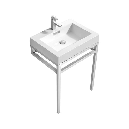 Haus 24″ Inch Stainless Steel Console W/ White Acrylic Sink – Chrome