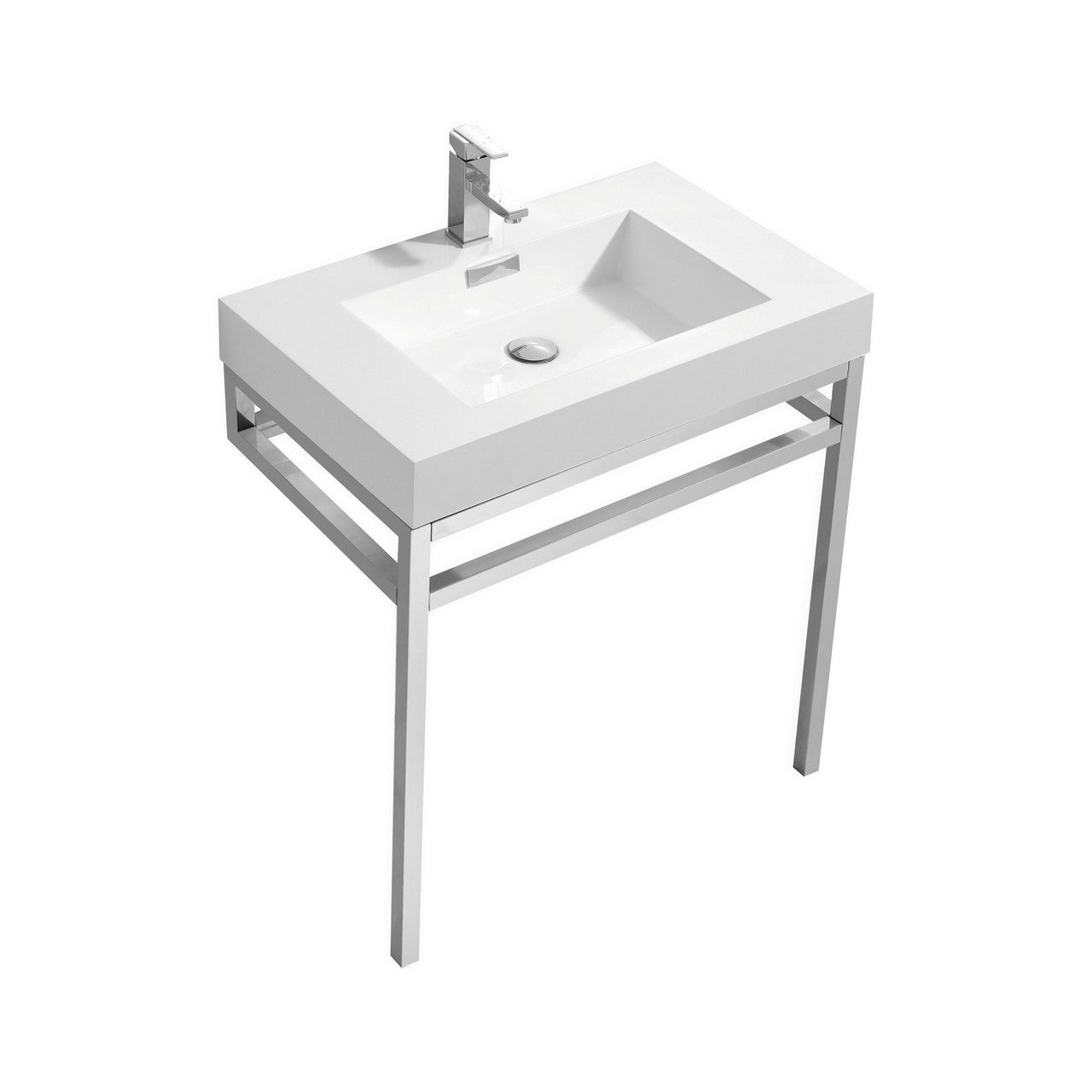 Haus 30″ Inch Stainless Steel Console W/ White Acrylic Sink – Chrome