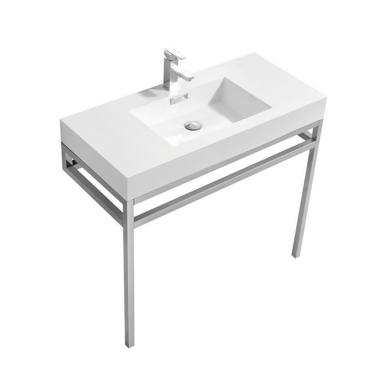 Haus 40″ Inch Stainless Steel Console W/ White Acrylic Sink – Chrome