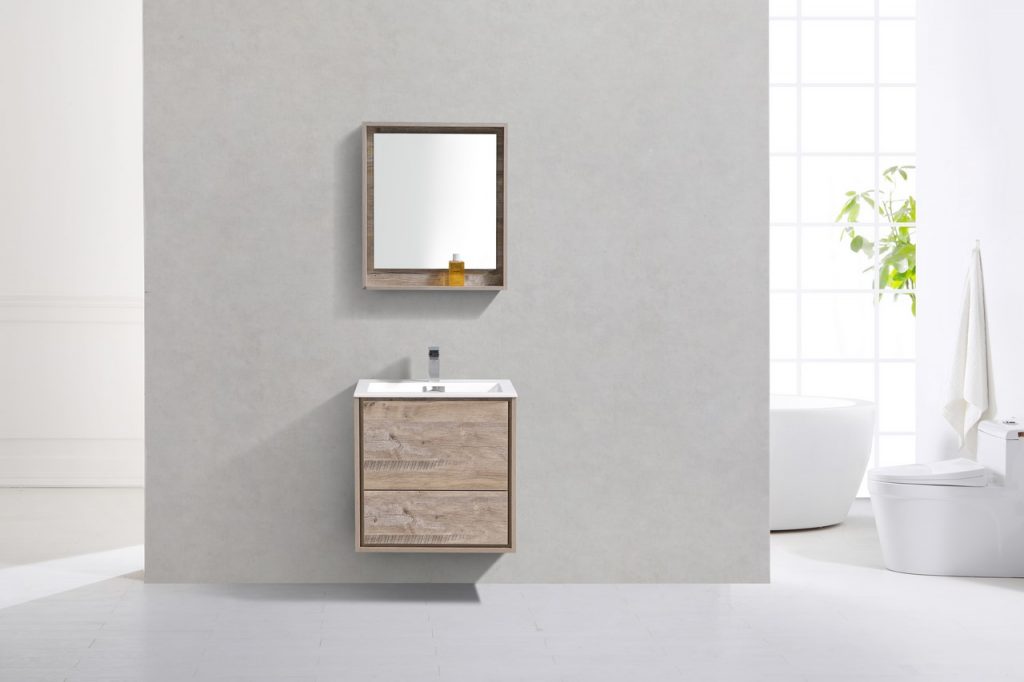 24″ Inch De Lusso Nature Wood Wall Mount Modern Bathroom Vanity
