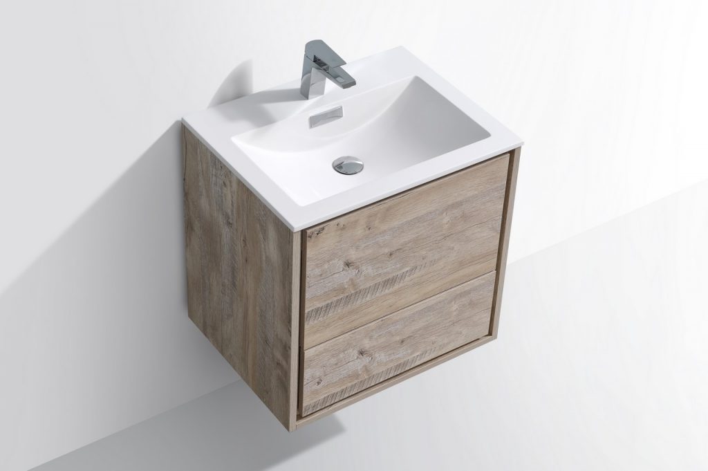 24″ Inch De Lusso Nature Wood Wall Mount Modern Bathroom Vanity