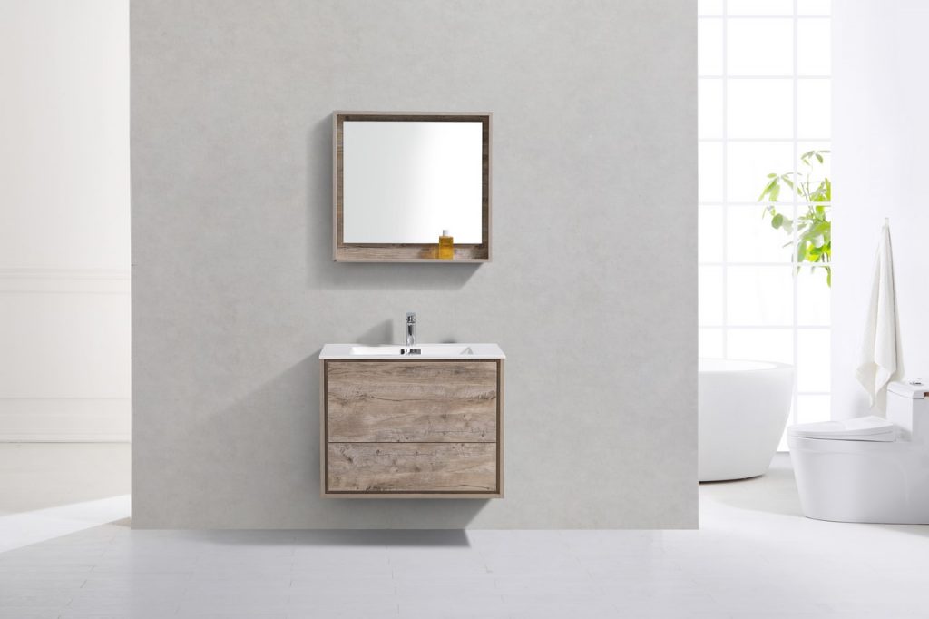 De Lusso 30″ Inch Nature Wood Wall Mount Modern Bathroom Vanity