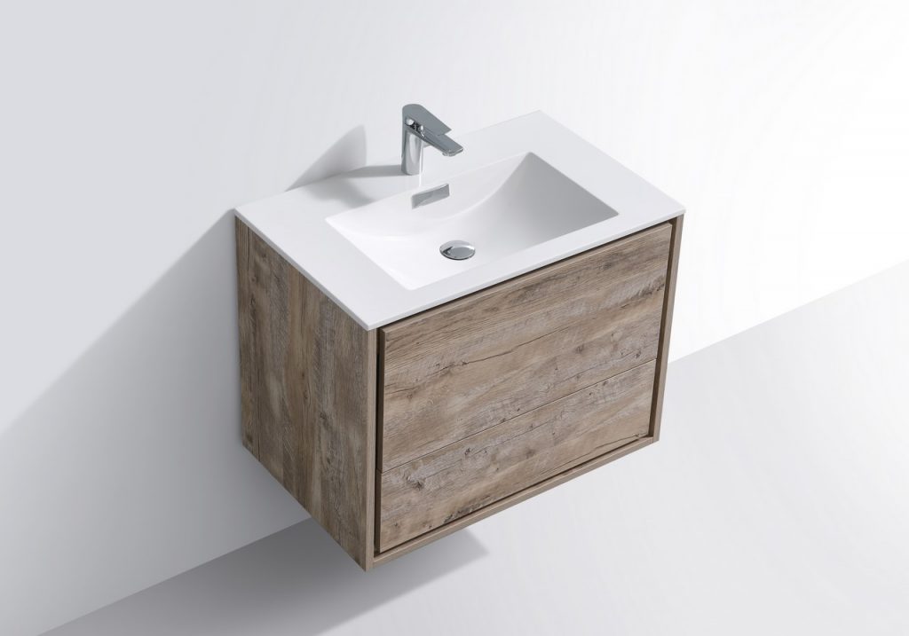 De Lusso 30″ Inch Nature Wood Wall Mount Modern Bathroom Vanity