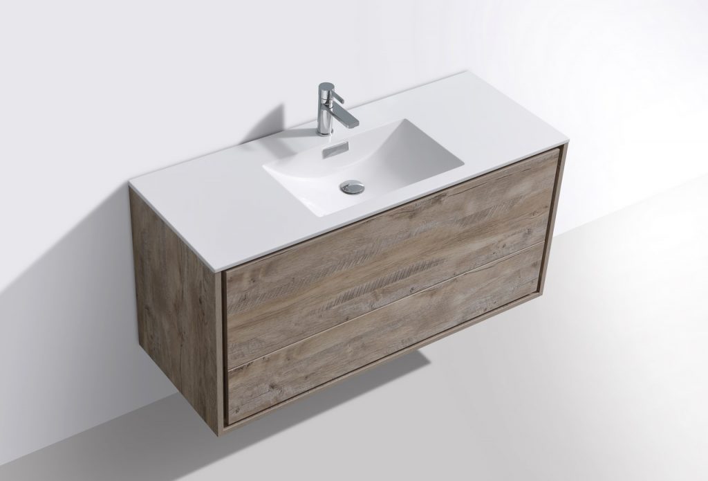 De Lusso 48″ Inch Single Sink Nature Wood Wall Mount Modern Bathroom Vanity