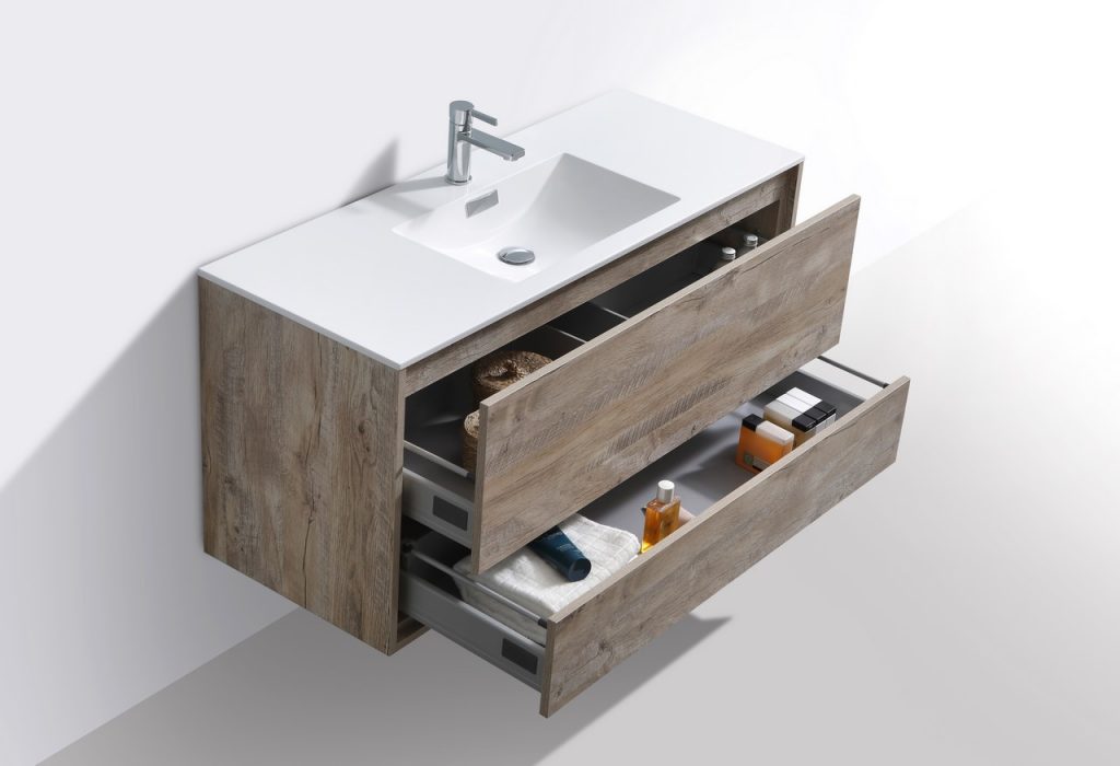 De Lusso 48″ Inch Single Sink Nature Wood Wall Mount Modern Bathroom Vanity