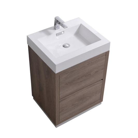 Bliss 24″ Inch Butternut Free Standing Modern Bathroom Vanity