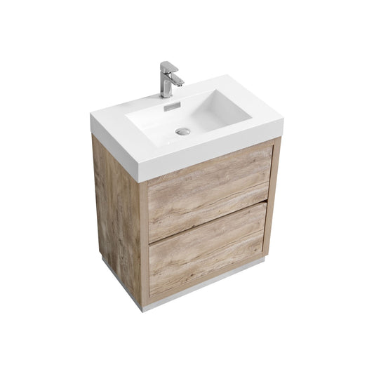 Bliss 30″ Inch Nature Wood Floor Mount Modern Bathroom Vanity