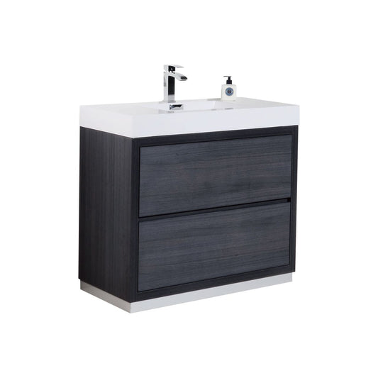 Bliss 40″ Inch Gray Oak Free Standing Modern Bathroom Vanity