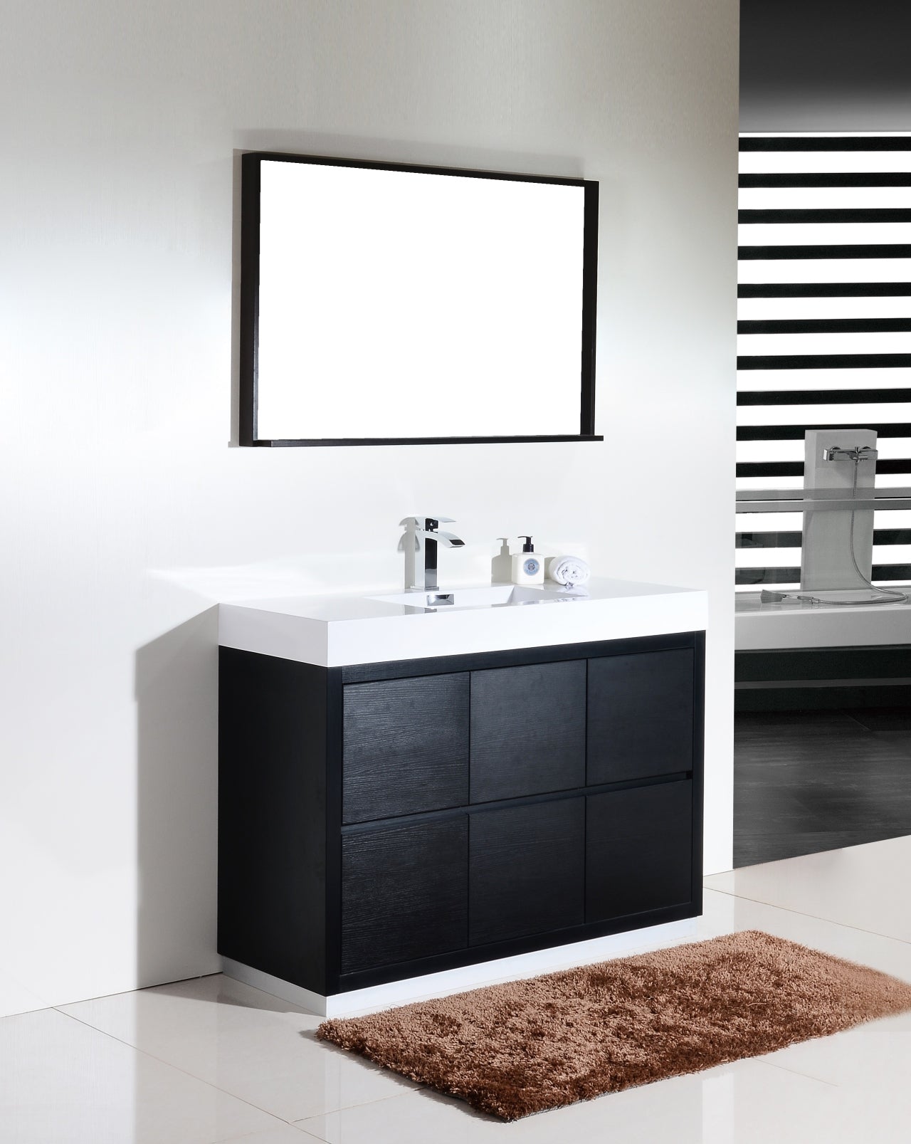 Bliss 48″ Inch Black Free Standing Modern Bathroom Vanity
